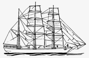 Sailing Navy Ship Sailboat Boat Pirate Ocean - Ship Clipart Png Black And White #178913