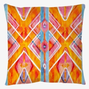 Ikat Geometric Red And Orange Authentic Pattern In - Watercolor Painting #179121