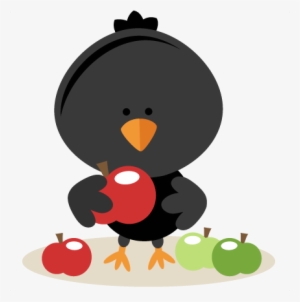 Crow With Apple Svg Scrapbook Cut File Cute Clipart - Cute Crow Clip Art Png #179400
