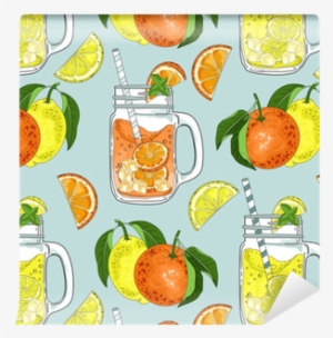Hand-drawn Seamless Pattern Of Oranges And Slices - Wallpaper #1702579