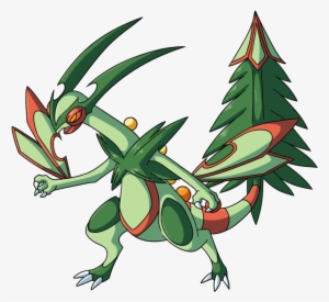 Pokémon Red And Blue Vertebrate Leaf Flower Fictional - Pokemon Fusion Sceptile And Flygon #1703616
