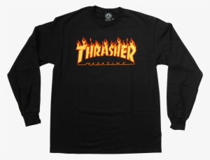 Thrasher Flame Black T - Long Sleeve Black Thrasher Shirt #1705457