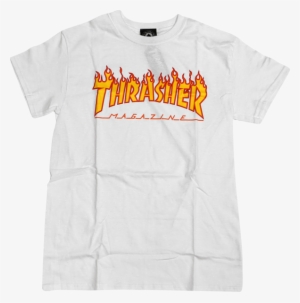 Thrasher Magazine Flame Logo T-shirt - Thrasher Flame Ss L-white #1705995