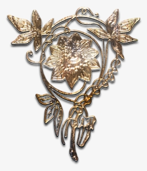Flower, Brooch, Aged Gold, Metal, Texture, Graphic - Brooch #1706231