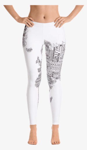 Limited Edition World Map Black & White Printed Leggings - Leggings #1707400