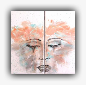 Abstract Face Double Canvas Acrylic Painting Abstract - Modern Art #1708983