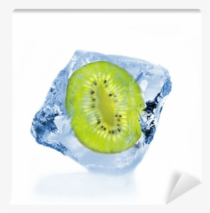 Frozen Slice Of Kiwi In Ice Cube Wall Mural • Pixers® #1709113