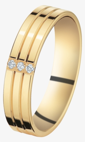 Yellow Gold Wedding Ring With Trilogy Of Diamonds - Ring #1712382