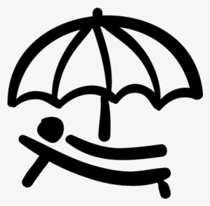 Person Lying On A Beach Seat Under An Umbrella Vector #1719380