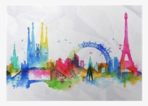 London Skyline Silhouette Watercolor #1719826
