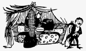 Cheese, Tom, Shop, Circus, Tent, Market - Pasar Clipart Bw #1720952
