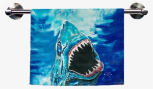 Shark Attack Hand Towel - Live Free Shark Attack Beach Towel #1725180