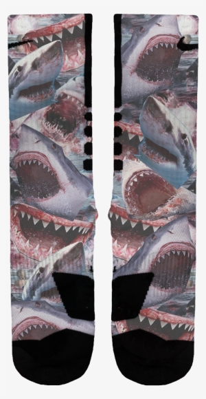 Shark Attack Custom Nike Elites - Great White Shark #1725949