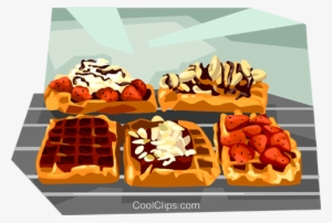 Belgium Waffles Royalty Free Vector Clip Art Illustration - Waffles With Many Toppings #1729448