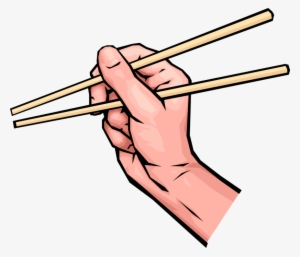 Vector Illustration Of Hands Holding Chinese Chopsticks - Chopstick Clipart Black And White #1729728