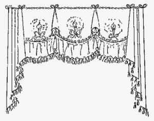 Vintage French Curtain Designs Digital Clipart - Drawing Curtains #1731116