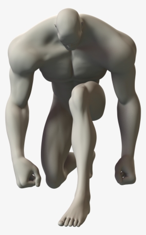 3d Sketch Of A Superhero In A Kneeling Pose - Drawing #1731463