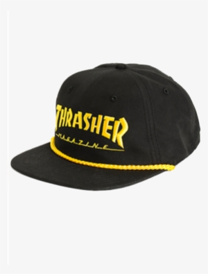 Thrasher Rope Snapback Cap - Men's Thrasher Magazine Logo Snapback Hat | Green - Free 