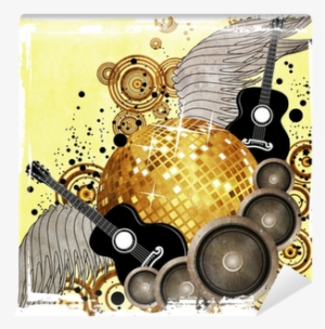 Gold Disco Ball On Yellow Background Wall Mural • Pixers® - Disco Ball #1733275