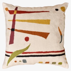 Kandinsky Off White Elements Accent Pillow Cover Handembroidered - Black Bear Accent Pillow #1734280