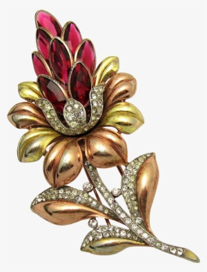 Trifari A Philippe Yellow And Plate Rhinestones - Jewellery #1735818