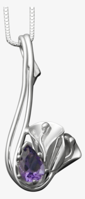 Calla Lily Pendant With Amethyst - Locket #1738136