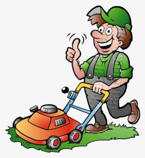 Gardener Handyman Using Push Mower Graphic Stock - Tondre La Pelouse Dessin #1741834