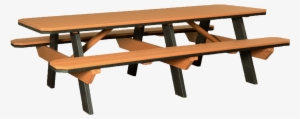 3'x8' Poly Traditional Picnic Table With Attached Benches - 3' X 8' Poly Picnic Table With Attached Benches #1742248