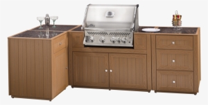 Outdoor Kitchen With Inset Grill And Storage - Outdoor Kitchen Png #1742645