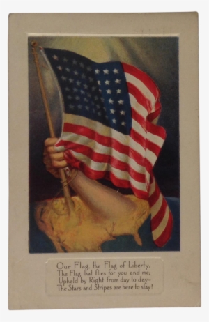 1918 Patriotic Postcard With American Flag - Vintage Amerikanische Flagge Karte #1743604
