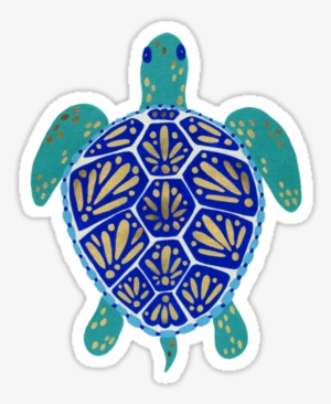 Sea Turtle Navy & Gold By Cat Coquillette - Sea Turtle Print #1748999