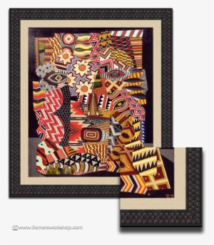 Abstract Painting On Canvas Framed With Linen Liner - Picture Frame #1749248