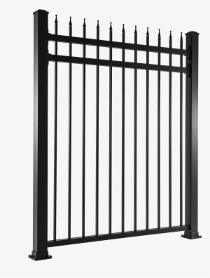 Aluminum Fence Picket Top Double Bar Design With Finials - Wrought Iron Single Gate #1750385