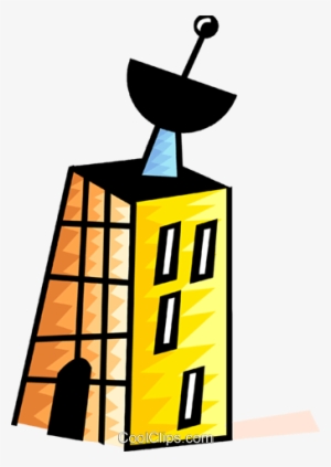 Apartment Building With Satellite Dish Royalty Free - Building With Satellite Clipart #1751039