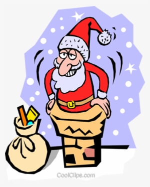 Santa Claus Going Down The Chimney Royalty Free Vector - Santa Going Down The Chimney #1754022