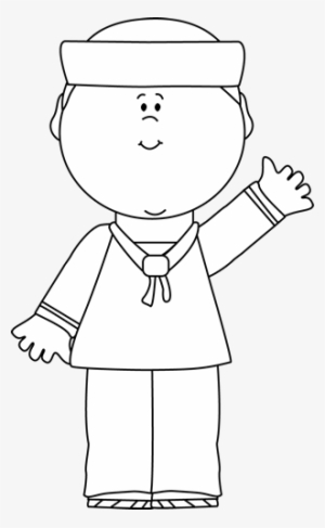 Black And White Sailor Waving Clip Art - Veteran Clipart Black And White #1754143