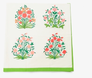 Multicolor Mughal Flower Tablecloth And Napkin Set - Textile #1755379