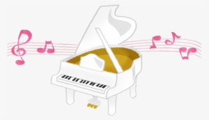 White Piano With Music Notes - ここ なっちゃん 怖い 話 #1760758