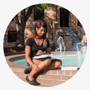 College Student Studying At The H2o Fountain, Near - Tamu Chemistry Building #1761484