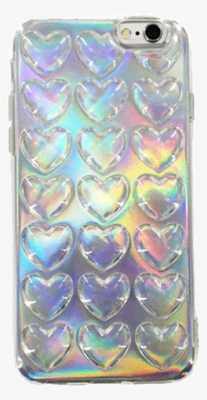 Itgirl Shop Holographic Layer Transparent Hearts Case - Aesthetic Phone Case Png #1761985