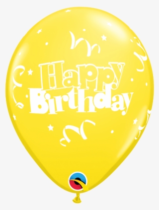 Happy Birthday Streamers & Stars Yellow 11" Balloons - Balloon #1763189