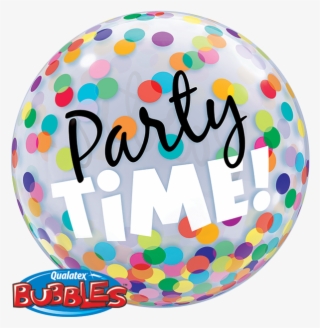 Party Time Bubble Balloon - Party Balloons And Confetti Png #1763280