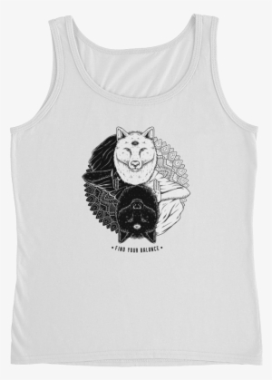 Yin And Yang Wolf Ladies' Tank Top - Crop Top #1764119