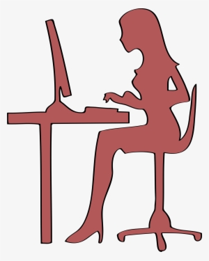 Computer Big Image Png - Woman On Computer Silhouette #1765396