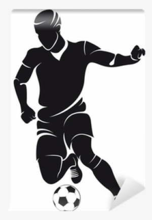 Vector Football Player Silhouette With Ball Isolated - False Soccer Wall Decal Vinyl Wall Sticker Sport Sticker #1765473
