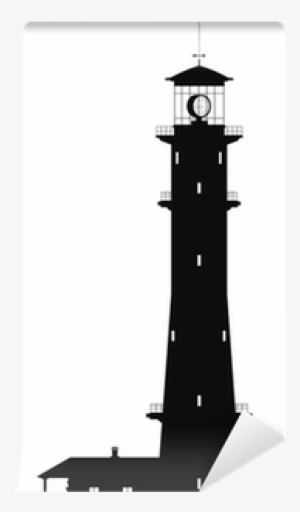 Silhouette Of Lighthouse Isolated On White Wall Mural - Illustration #1765872