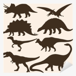 Vector Set Of 8 Dinosaurs Silhouettes Sticker • Pixers® - Echo Park Paper Company Triceratops Die Set, Small #1766556