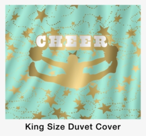 Cheer Silhouette With Stars In Gold And Mint Duvet - Juvenile Diabetes Research Foundation #1767101
