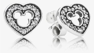 Disney, Mickey Silhouette Stud Earrings, Clear Cz - Pandora Disney Mickey Silhouette Earrings #1767534