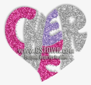 Heart Silhouette Cheer Iron On Glitter Transfer - Cheerleading #1767864